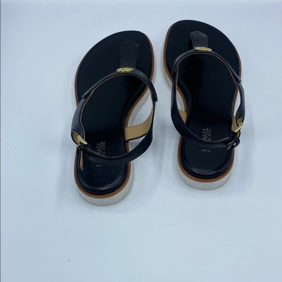 ✨Michael Kors Black T-Strap Sandals with Gold Hardware✨ - Picture 6 of 8